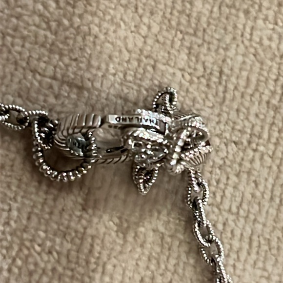 Judith Ripka Sterling Silver Necklace Chain Pearl Diamonique Rhodalite 17” - Picture 10 of 11